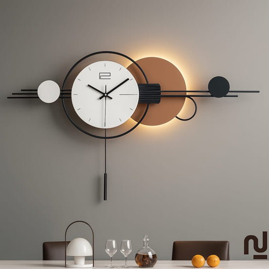 Hdc Modern Black Circle Creative Metal Wall Clock For Living Room, Bedroom, Home Decor