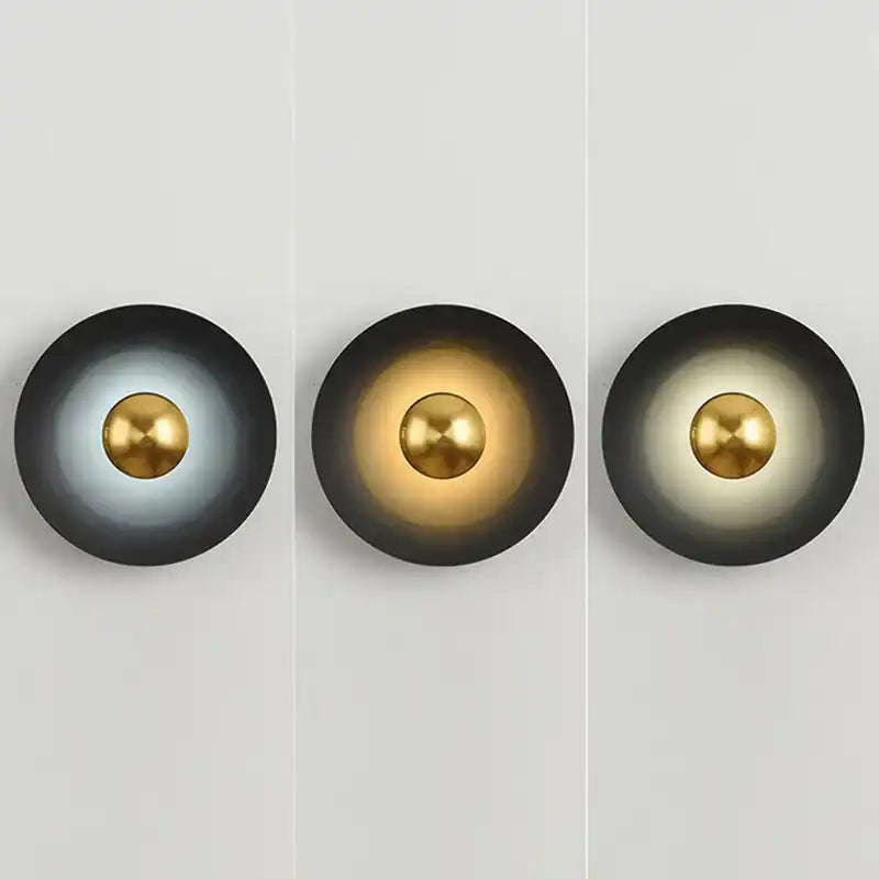 Hdc Contemporary Black Creative Macaron Flying Saucer Hardware LED Wall Sconce Lamp For Bedroom- Tricolor