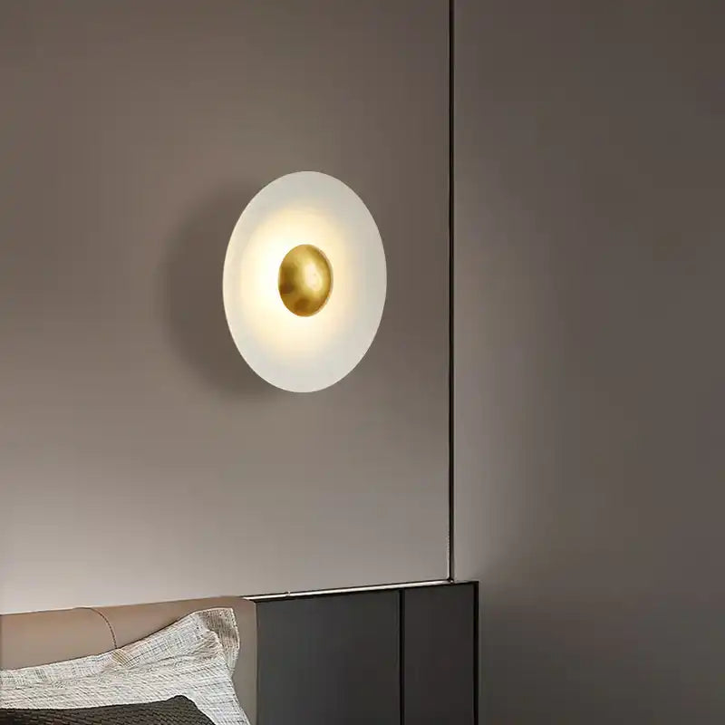 Hdc Contemporary White Creative Macaron Flying Saucer Hardware LED Wall Sconce Lamp For Bedroom- Tricolor