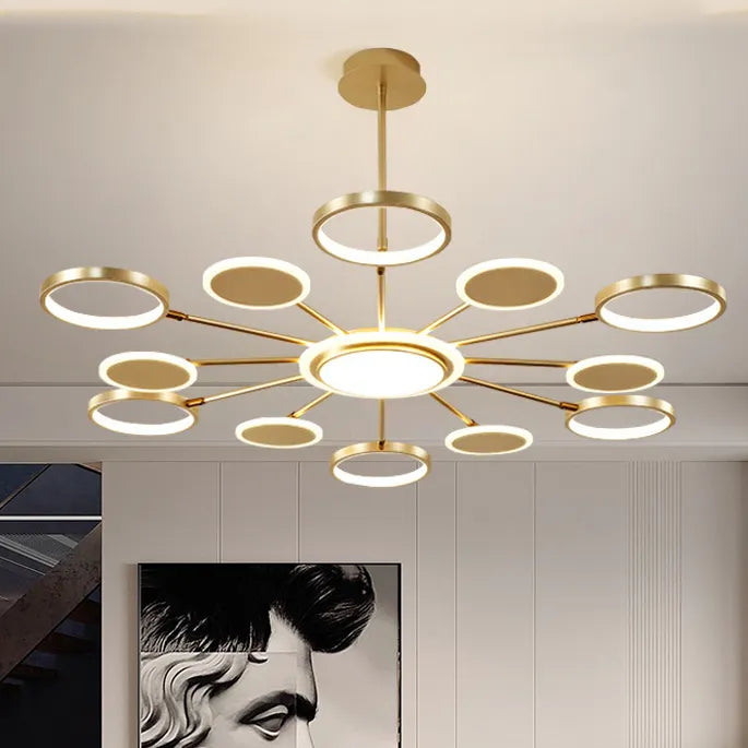 Hdc Contemporary Light Luxury Living Room Chandelier Gold Ring Bedroom Dining Room