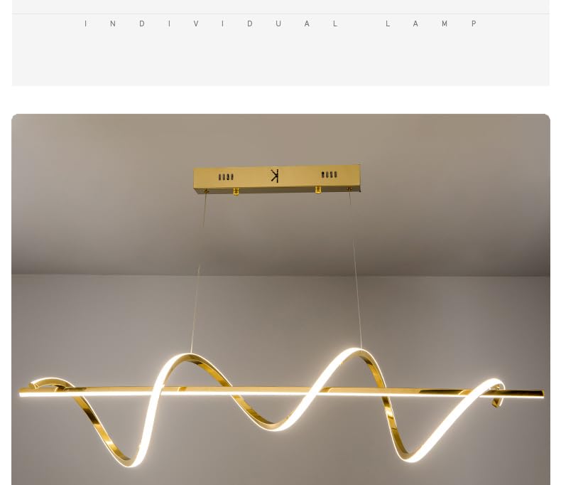 Hdc Gold Electroplated LED Pendant Chandelier Twisty Curl Lights Dining Room Lamp - Warm White