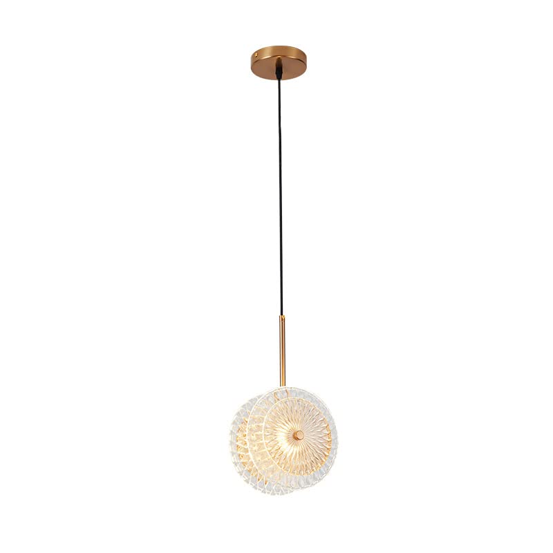Hdc led 1-Light Gold Glass Disc Hanging Pendant Ceiling Light