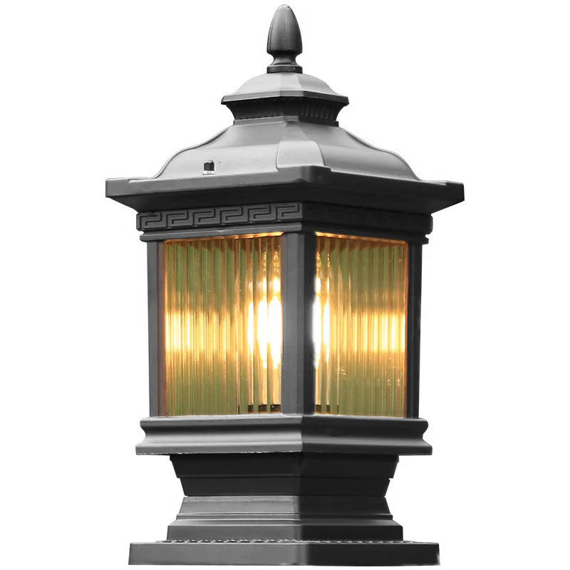 HDC European Luxury E27 Outdoor Garden Glass Post Light Waterproof Courtyard Door Decorative Gate Lamp