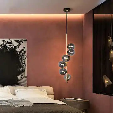 HDC 6 Light Led Gold Amber/Smoke Ball Pendant Lamp Ceiling Light For Home And Office - Warm White