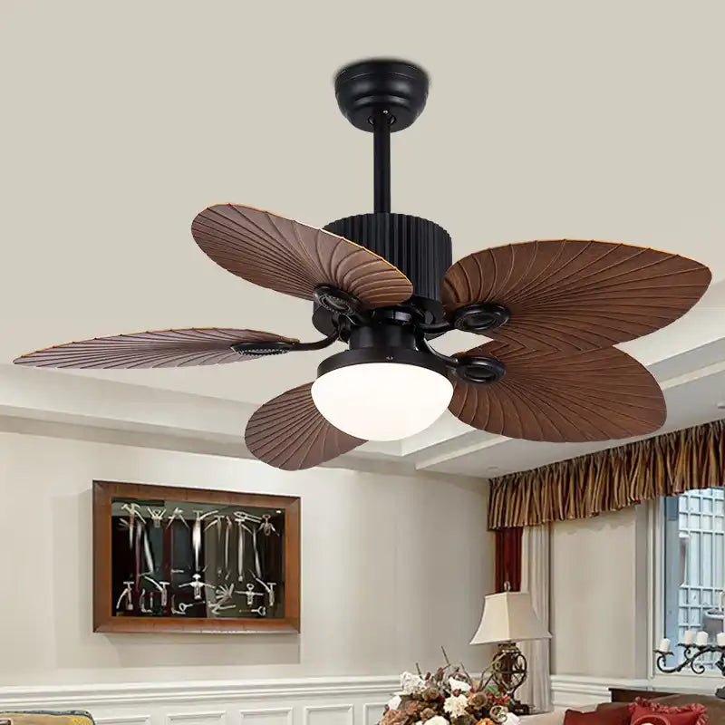Hdc Tropical Ceiling Fan With Led Light And Remote Control 52 Inch Palm Reversible Fan Light 5 Leaf Blades And Balance Clips