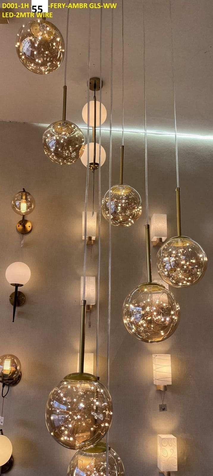 Hdc 10/28 Light Led Glass Fairy Light Double Height Duplex Stair Chandelier - Warm White