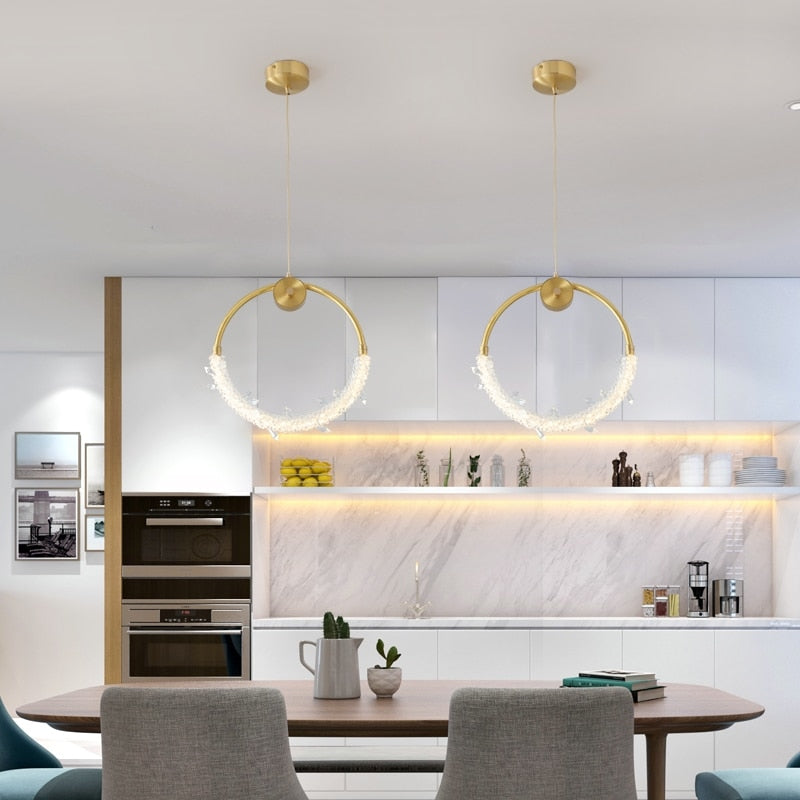 Hdc Modern copper household chandelier Nordic personality round Pendant Light
