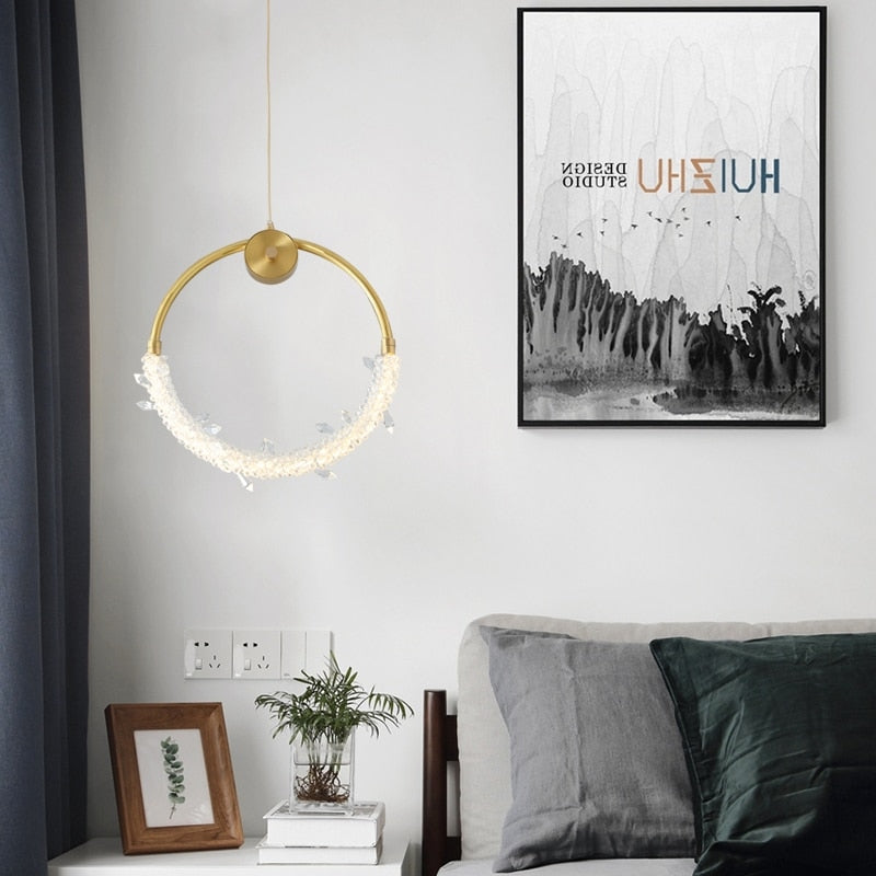Hdc Modern copper household chandelier Nordic personality round Pendant Light