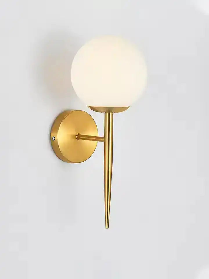 Hdc New Nordic Style Golden Frosted Glass Ball Wall Sconce For Bedroom Bedside Corridor