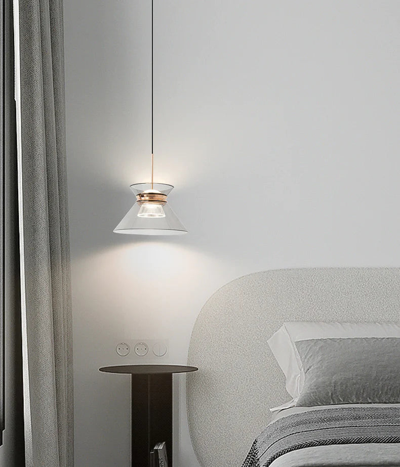 Hdc 1 Light Led Glass Smoky Black Gold Pendant Ceiling Light - Warm White