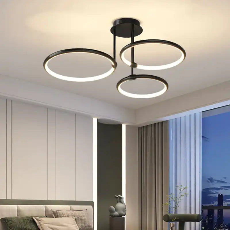 HDC 3 Light Round Black Metal Modern Led Ceiling Lamp Warm White