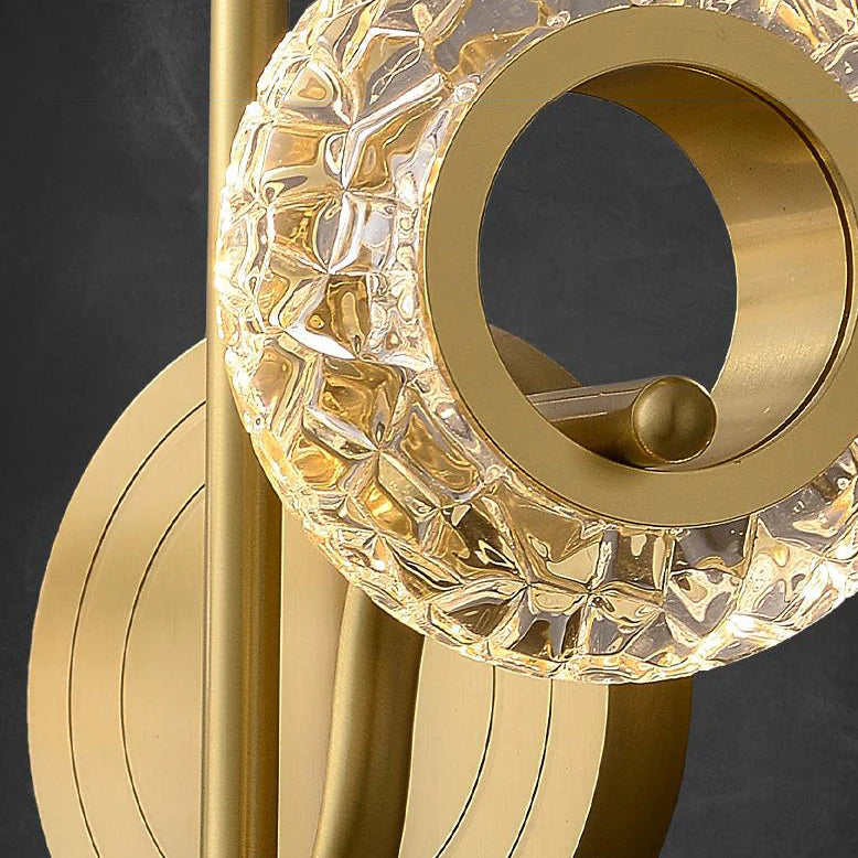 Hdc Modern Light Luxury Brass Glass Circle 2 Light Wall Sconce Lamp