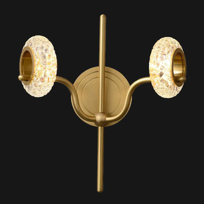 Hdc Modern Light Luxury Brass Glass Circle 2 Light Wall Sconce Lamp