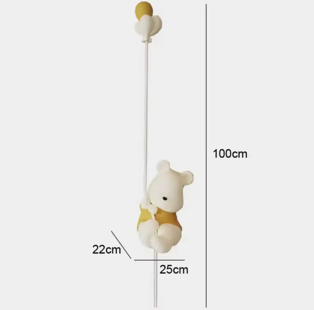 Hdc Cartoon Bear Holding Balloon Wall Sconce For Kids Room Bedside Wall Light- Warm White