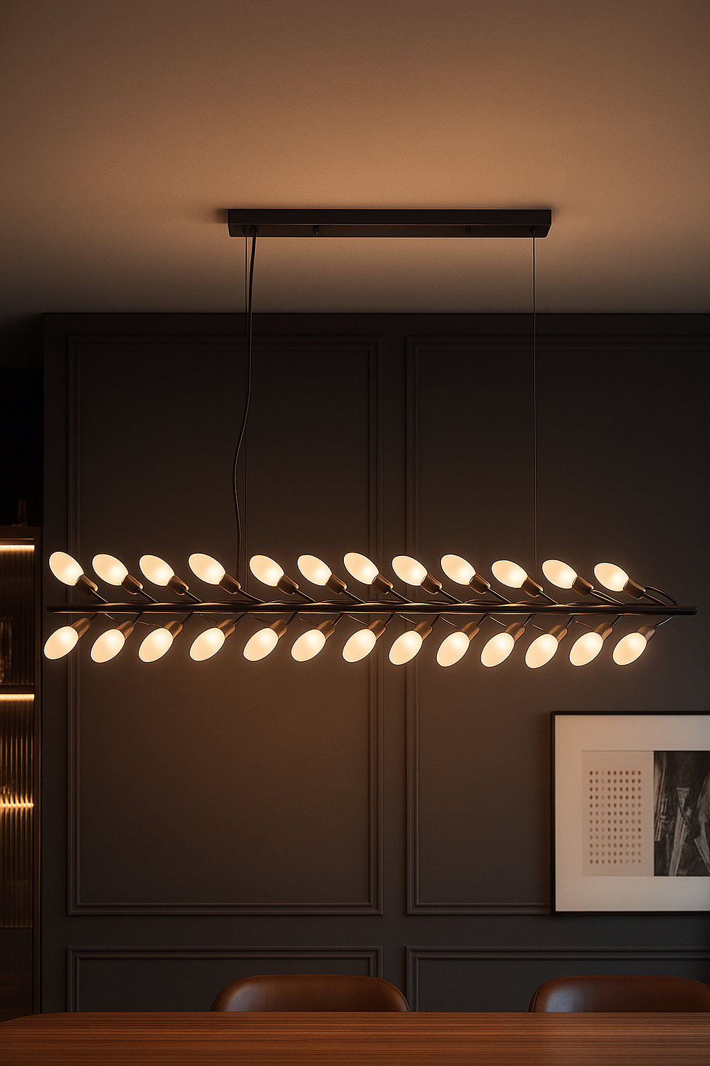 Hdc Modern 33 Light Branch Linear Chandelier Sculptural LED Pendant Light