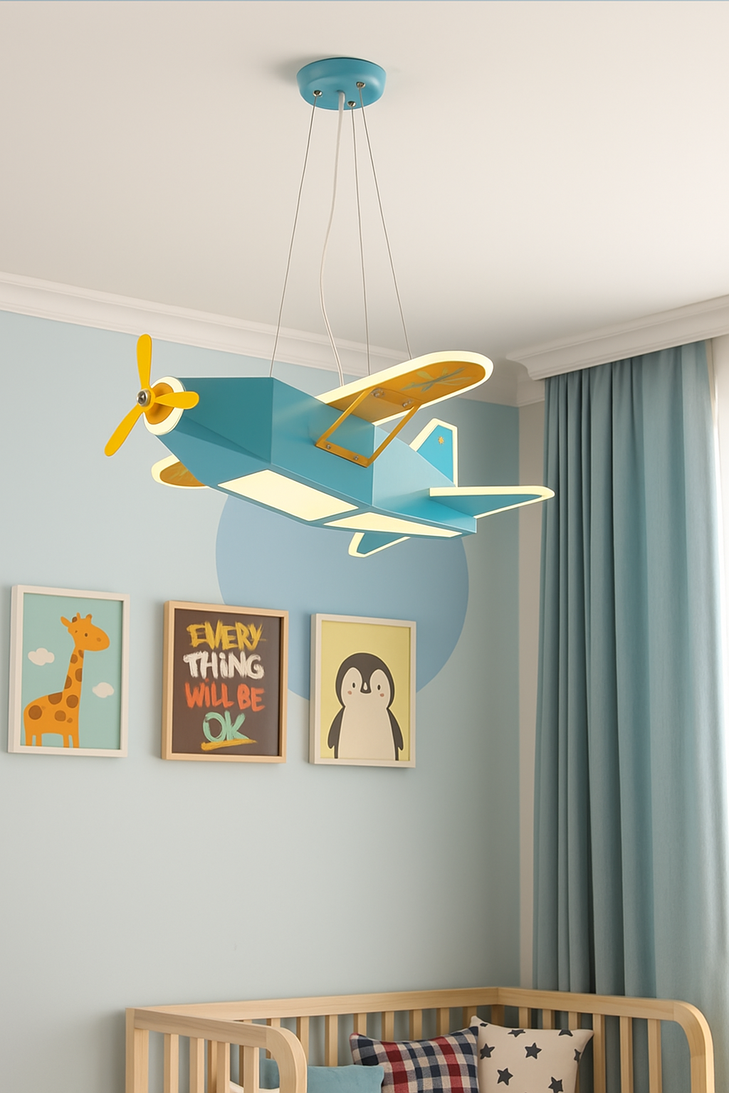 Hdc Children's Room LED Airplane Ceiling Light Indoor Playground Boy's Bedroom Chandelier
