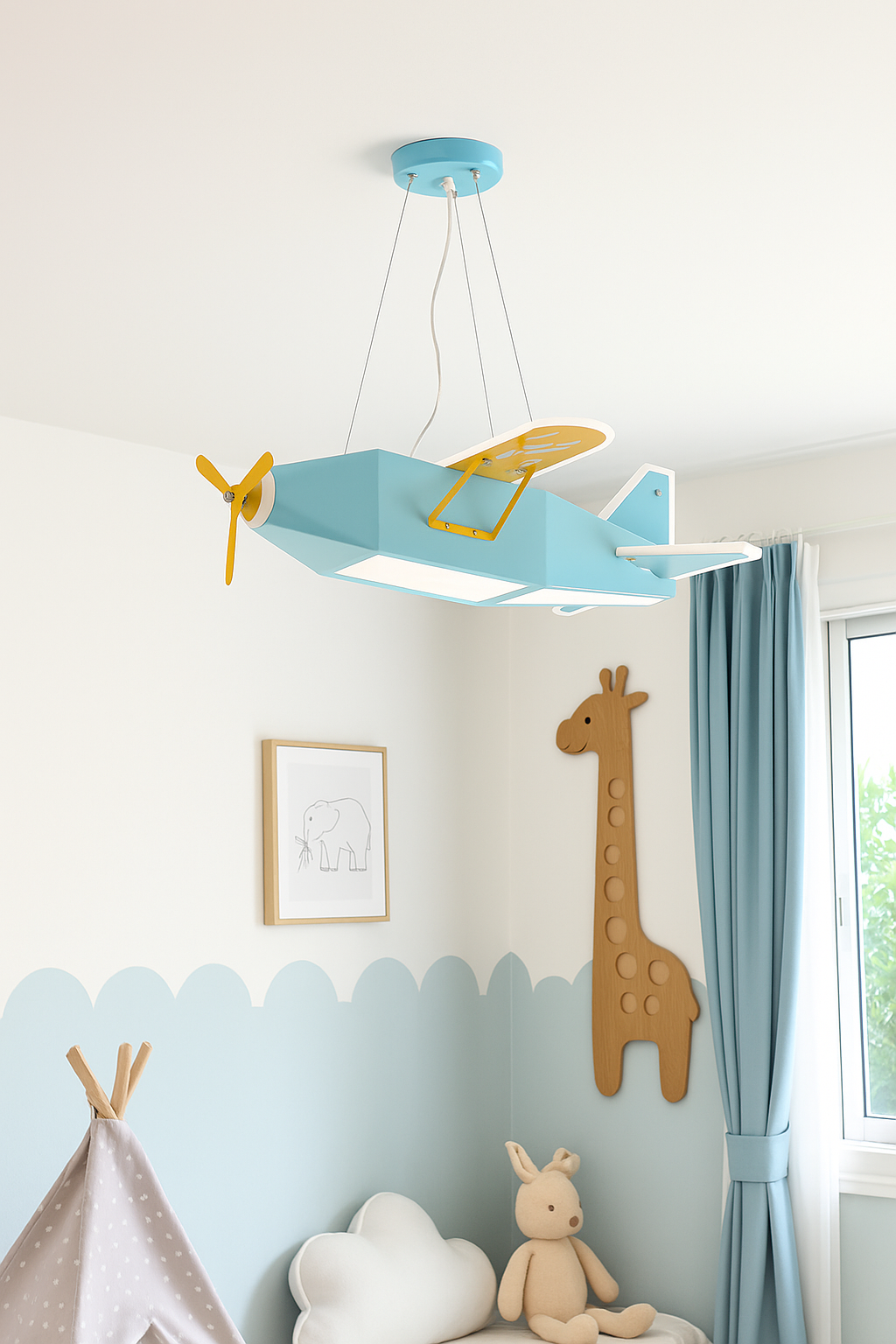Hdc Children's Room LED Airplane Ceiling Light Indoor Playground Boy's Bedroom Chandelier