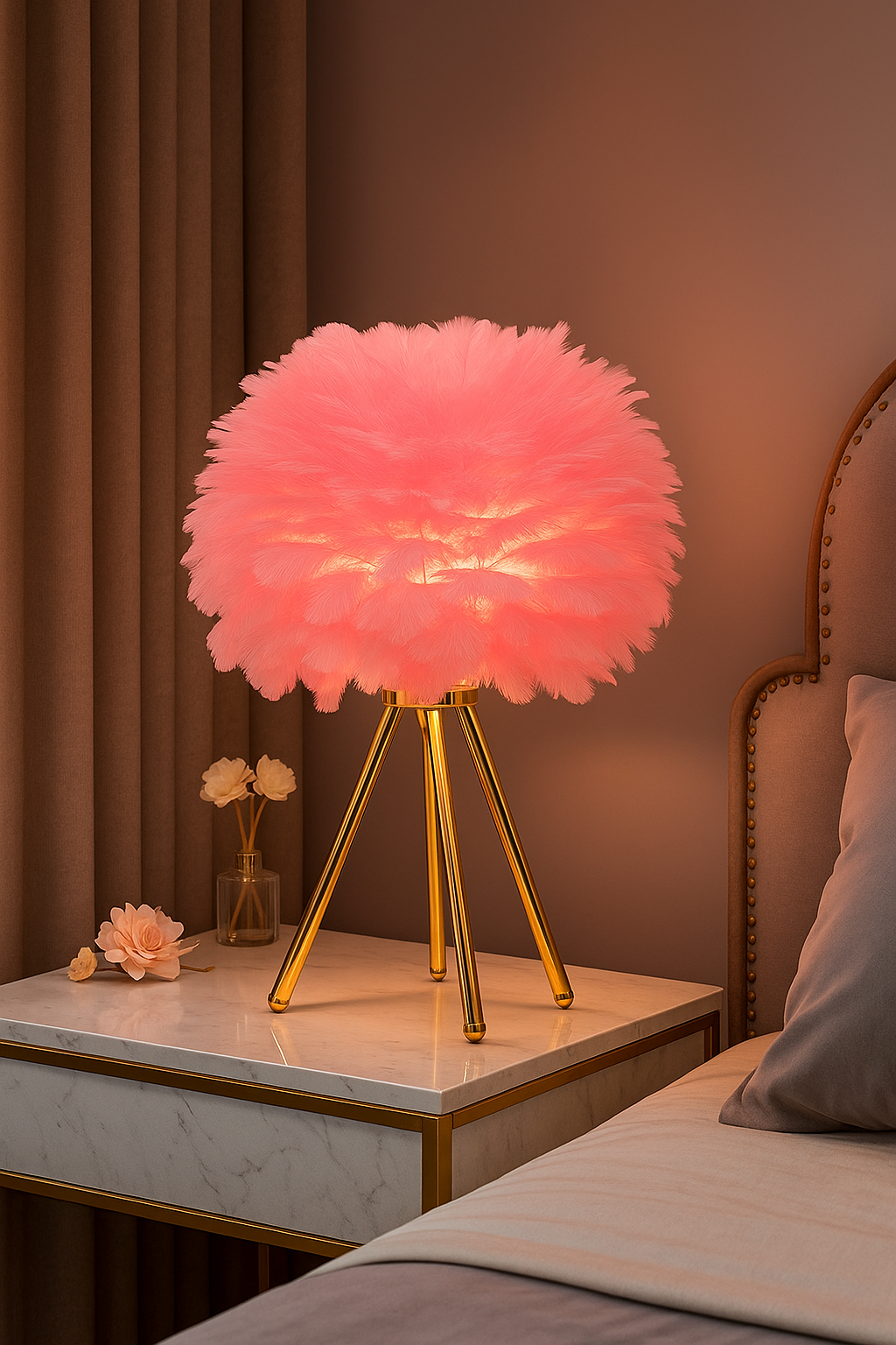 Hdc Feather Table Lamp Simple Elegant Modern Tripod Desk Lights Night Light For Living Room
