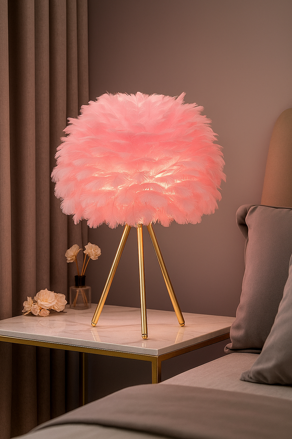 Hdc Feather Table Lamp Simple Elegant Modern Tripod Desk Lights Night Light For Living Room