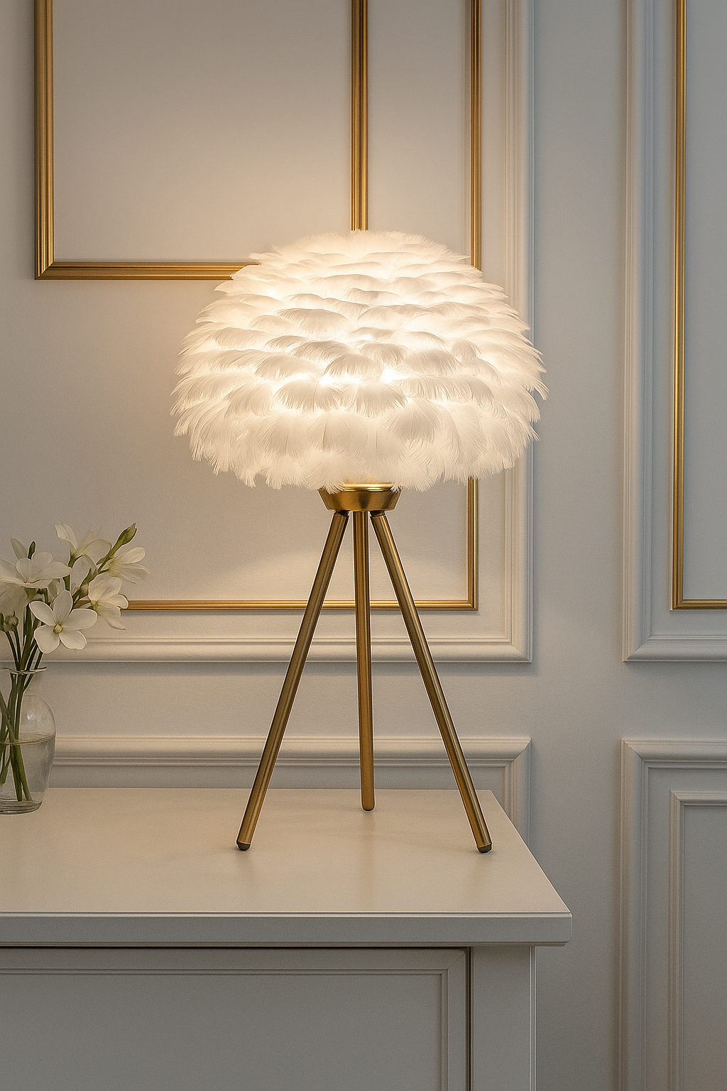 Hdc Feather Table Lamp Simple Elegant Modern Tripod Desk Lights Night Light For Living Room
