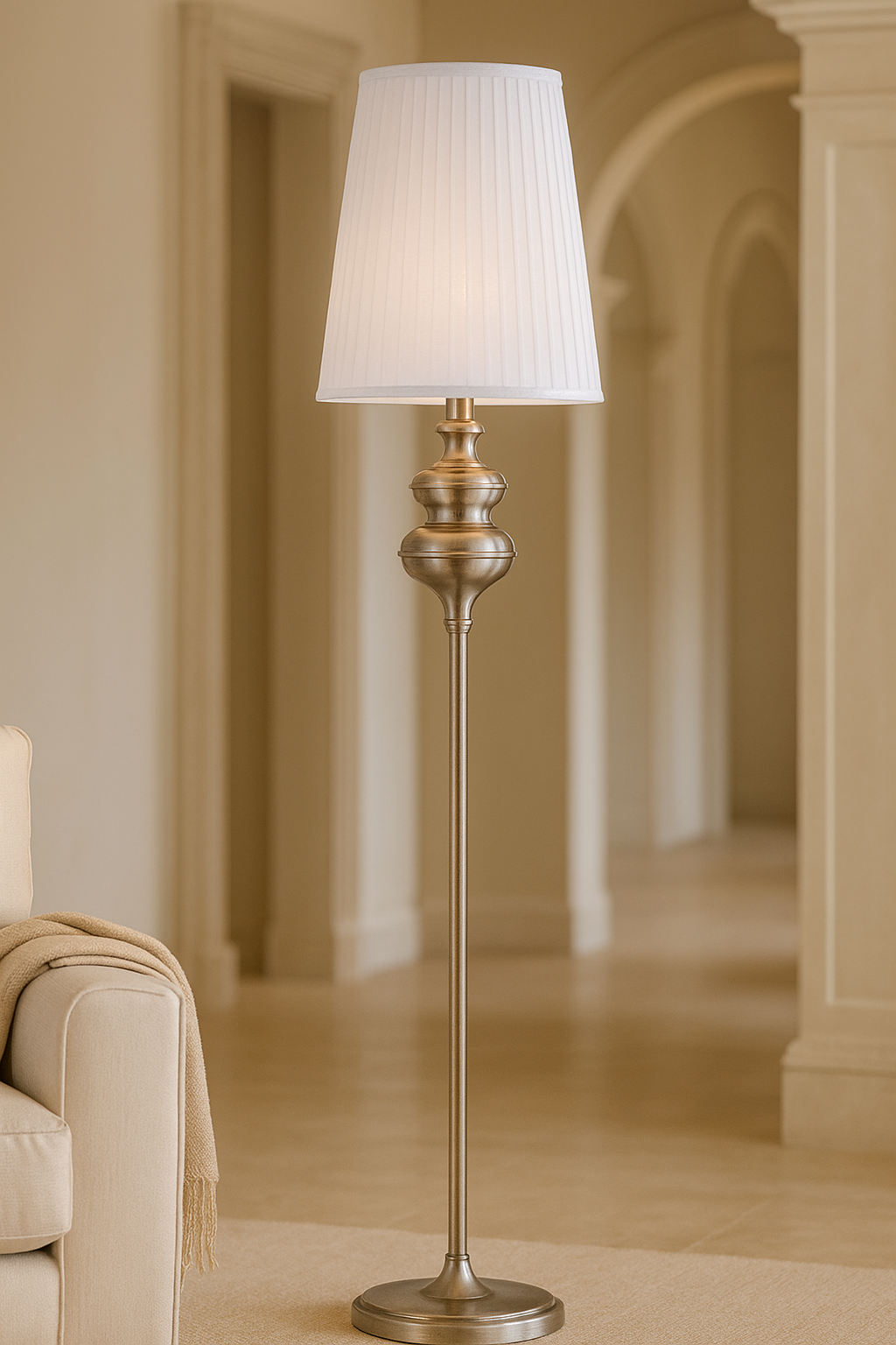 HDC Elegant Classic Floor Lamp with Pleated Shade