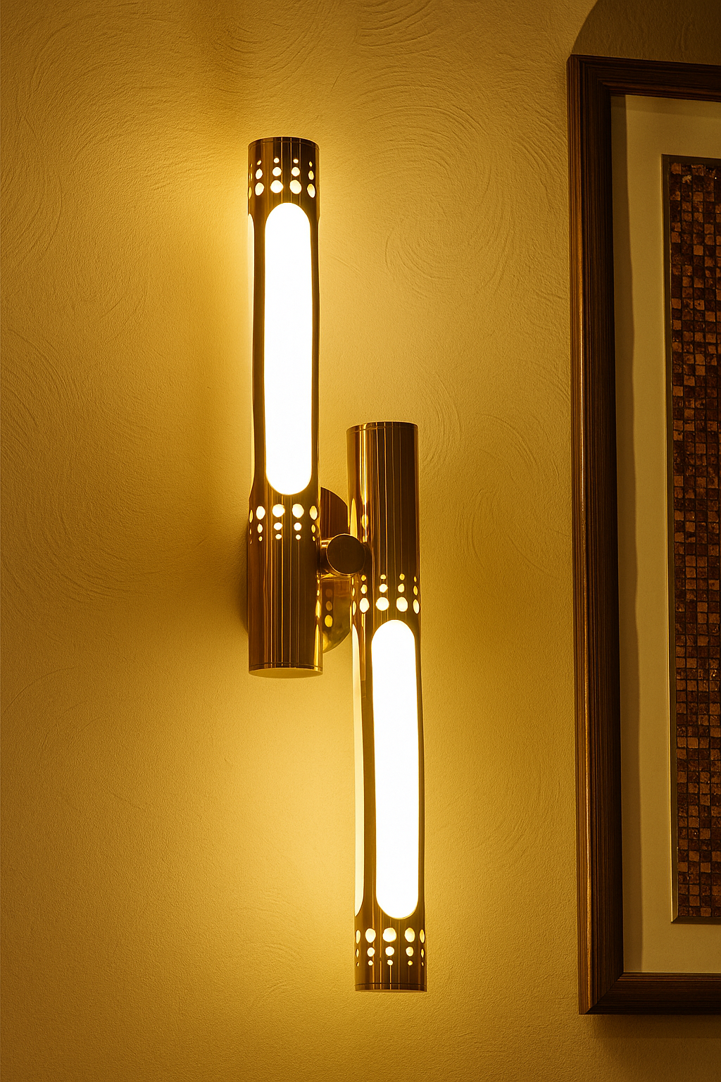 Hdc Modern Dual Rose Gold Twin LED Tube Wall Lamp- Warmwhite