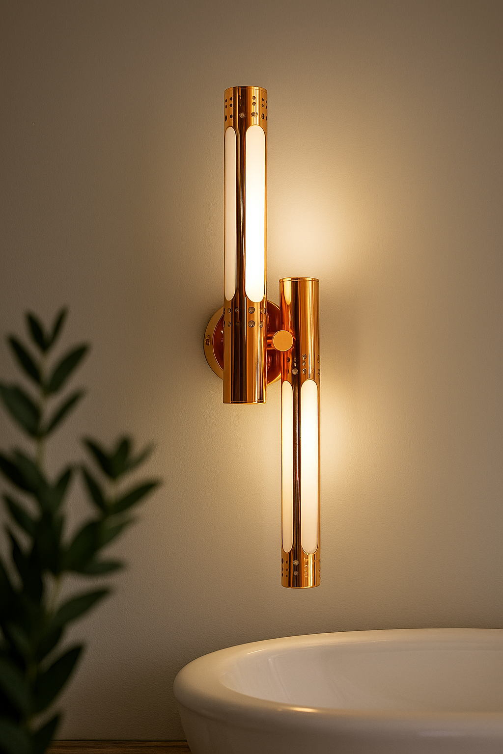 Hdc Rose Gold Modern LED Wall Light – 21" Luxury Vertical Bar Fixture with Warm White Glow