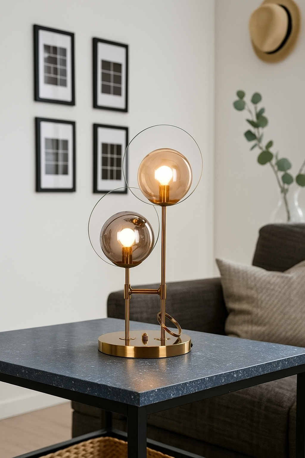 Hdc Double Head glass Living Room Bedroom Bedside Table Lamp