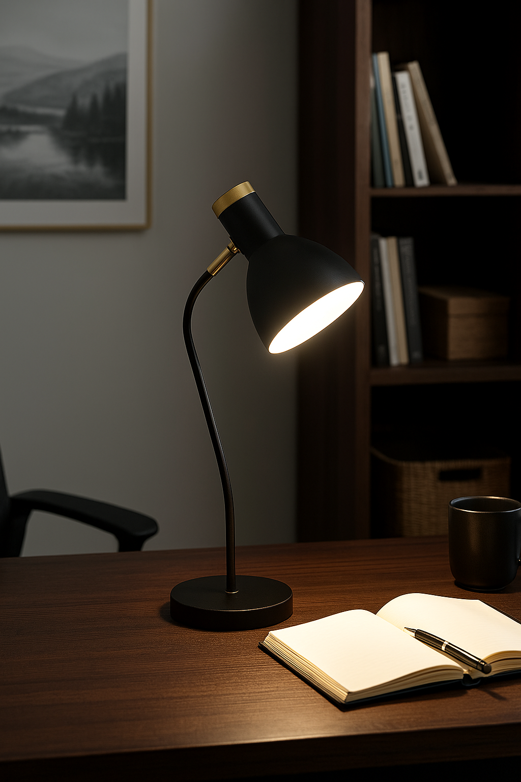 Hdc Creative Sleek Black/White Office Lamp Study Bedroom Night Light Bedside Table Lamp