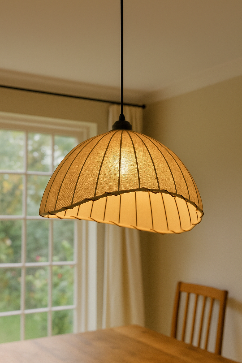HDC Woven Fabric Dome Pendant Light for Living Room