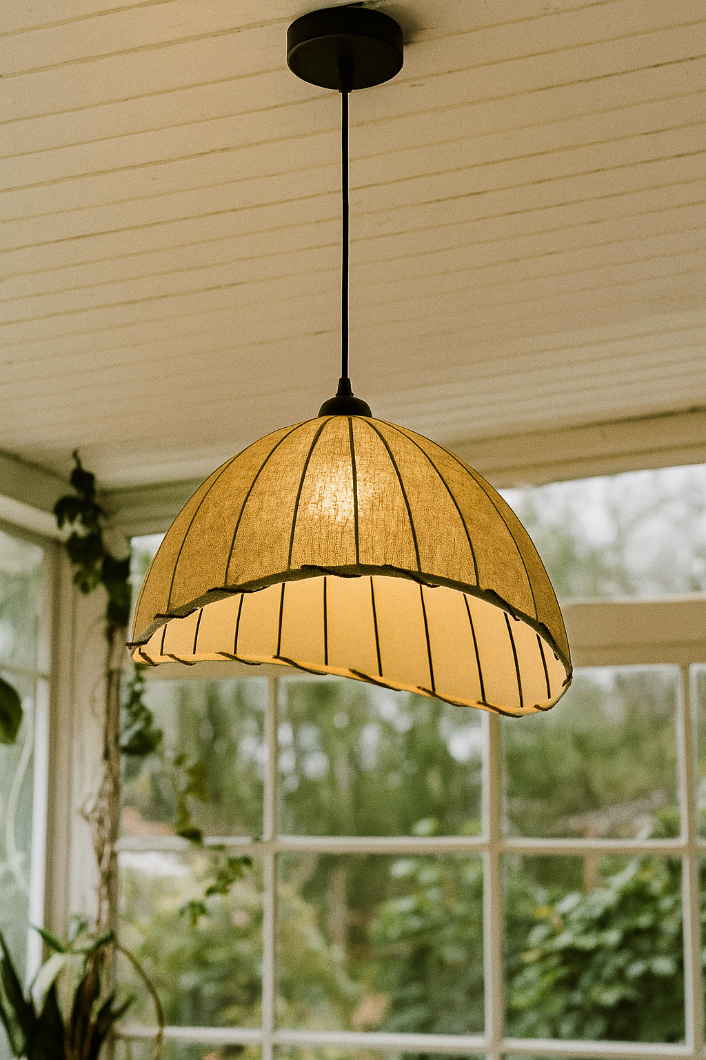 HDC Woven Fabric Dome Pendant Light for Living Room