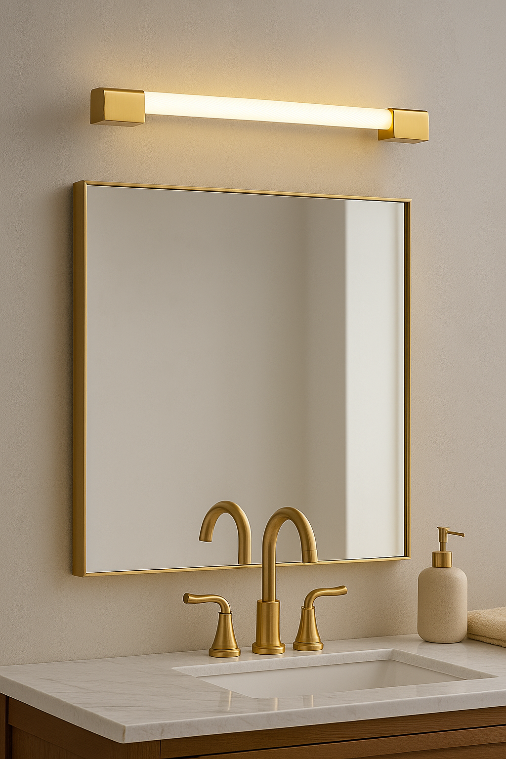 Hdc 18W Gold Linear LED Mirror & Vanity Fixture Wall Light – Tricolor
