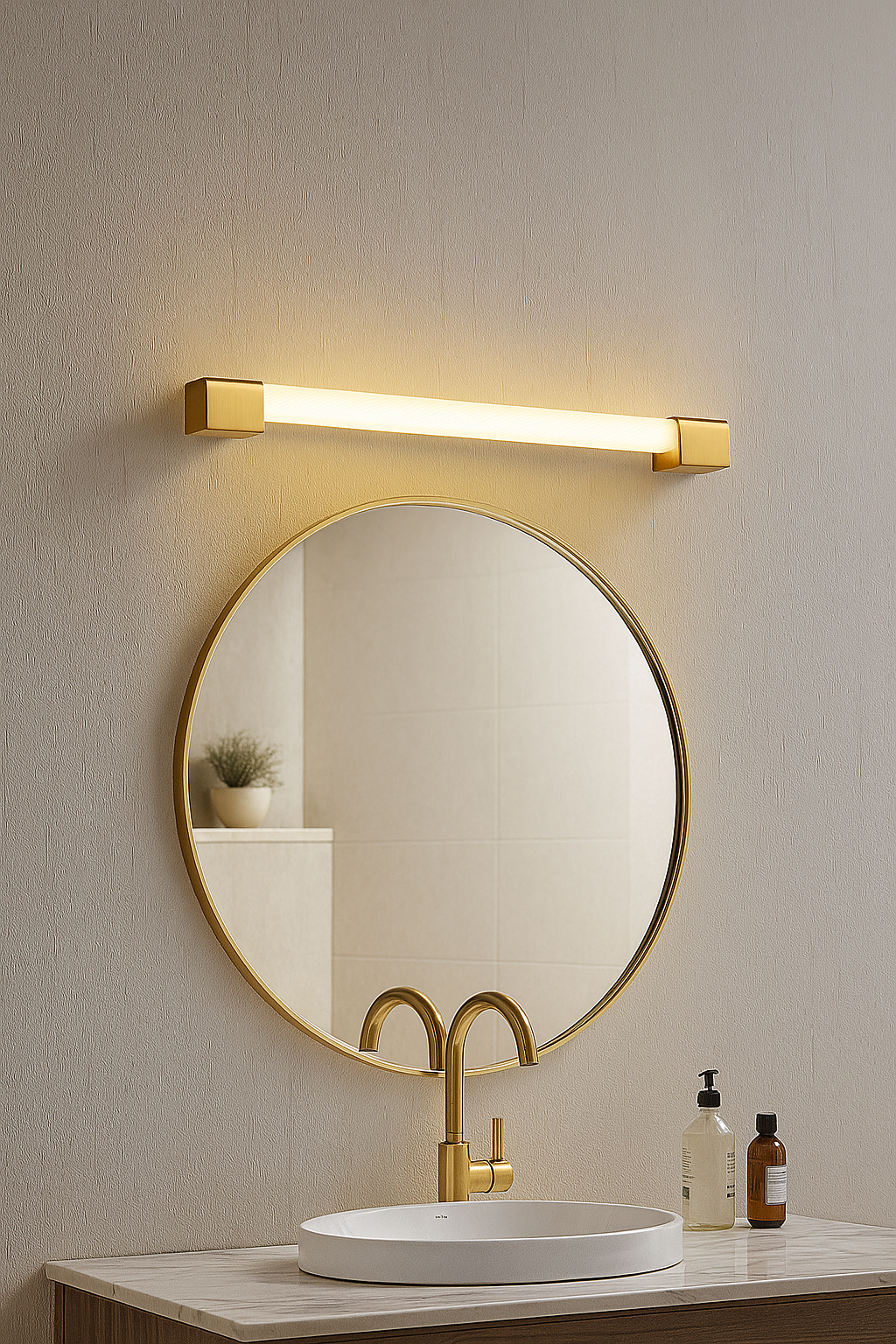 Hdc 18W Gold Linear LED Mirror & Vanity Fixture Wall Light – Tricolor