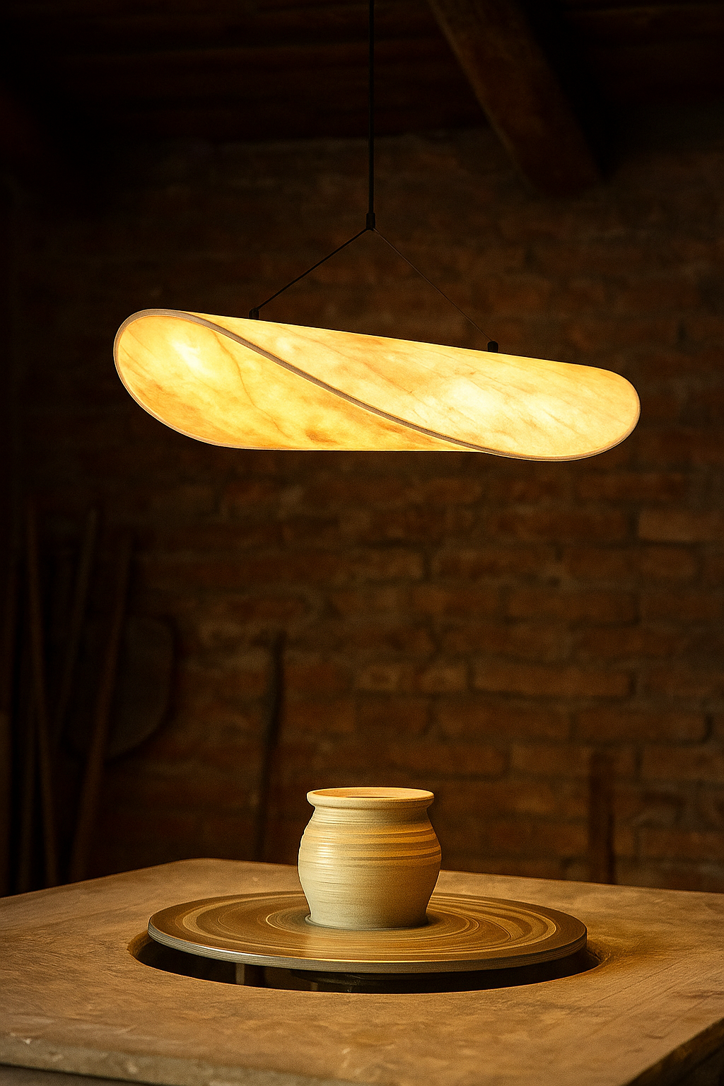 HDC Modern Curved Shell Pendant Light – Sculptural Warm LED Ceiling Lamp for Dining, Lounge & Contemporary Interiors