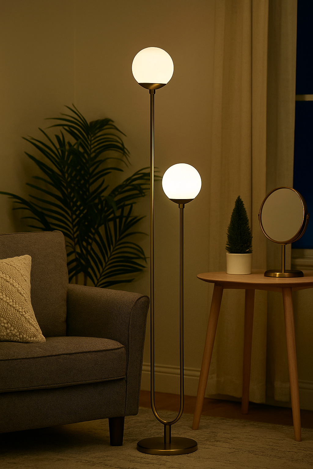 Hdc 2-Globe Modern Freestanding Lamp Living Room Floor Lamp