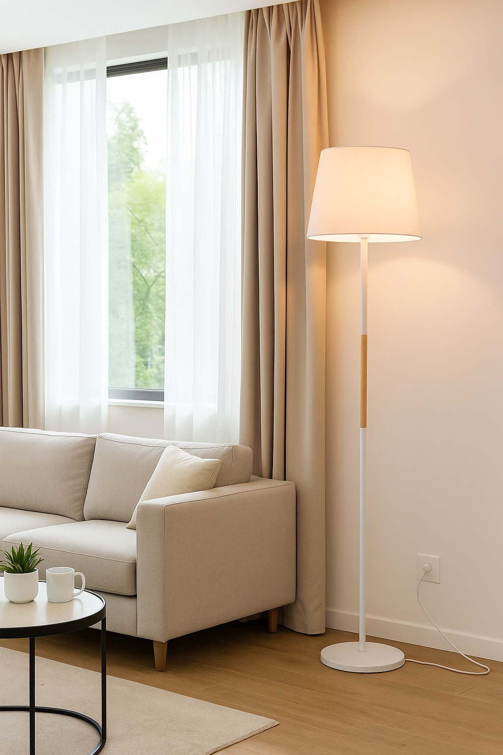 Hdc Nordic Floor Lamp With metal body and linen shade