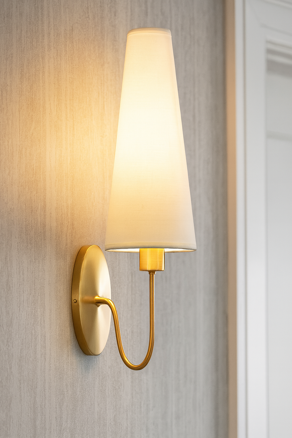 HDC Black & White Gold-Plated Fabric Shade Wall Light