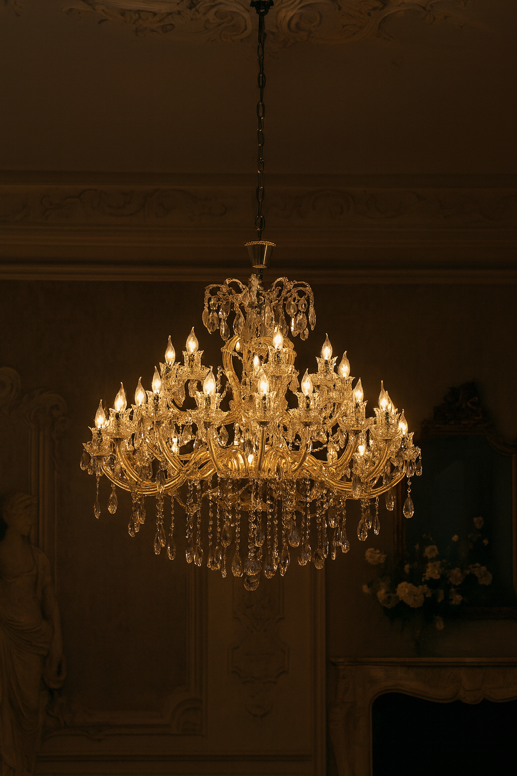 HDC 25 Lights Imperial Crystal Crown Italian Chandelier For Dining Room