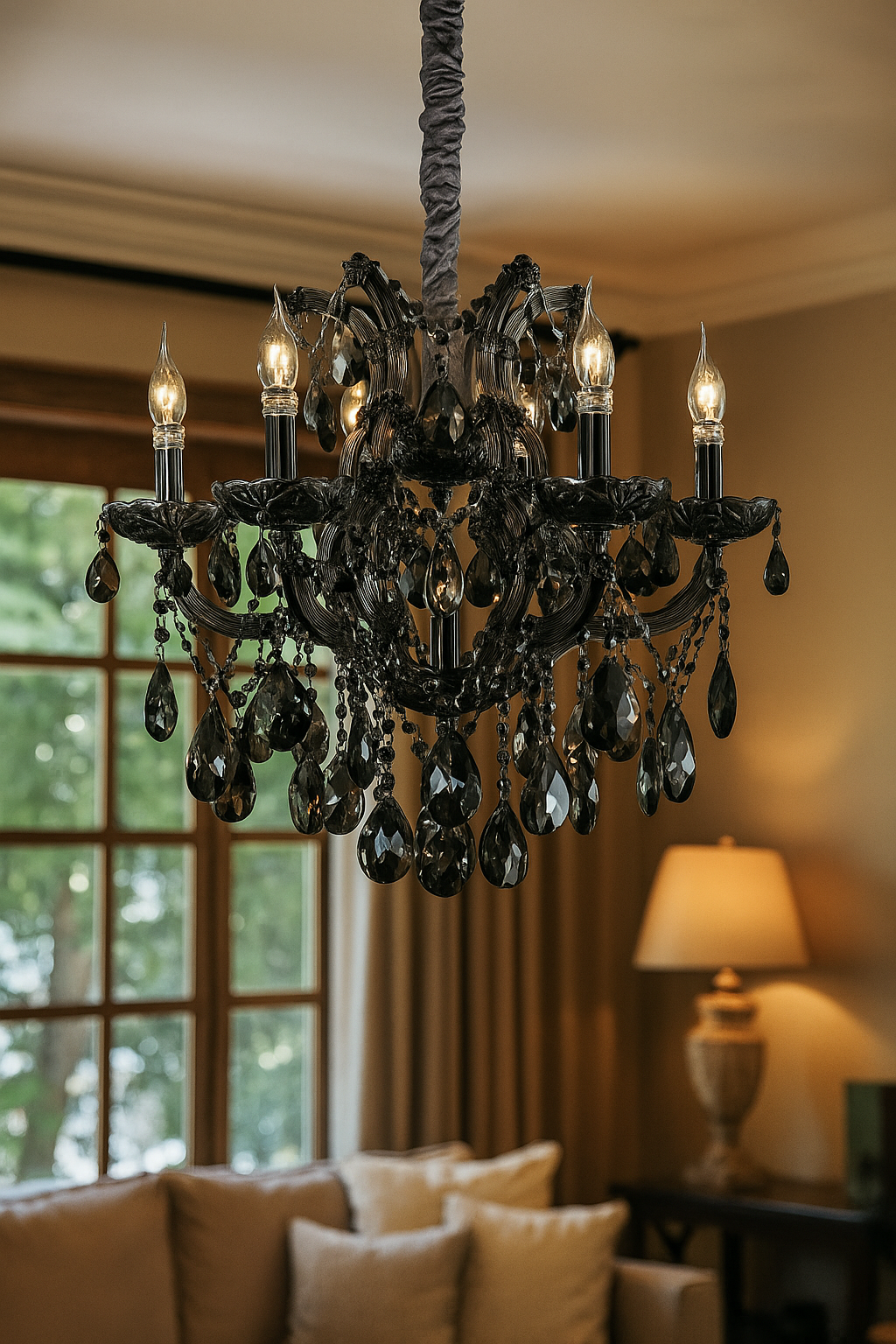HDC 7 Lights Elegant Smoke Crystal Italian Chandelier For Living Room