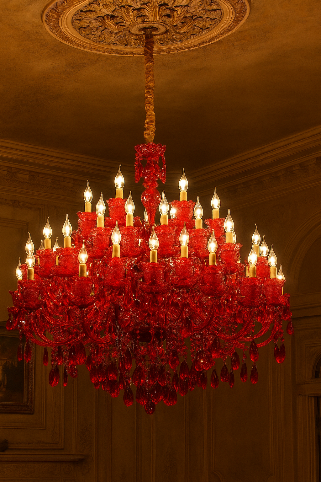 HDC 25 Lights Red Crystal Italian Chandelier For Living Room