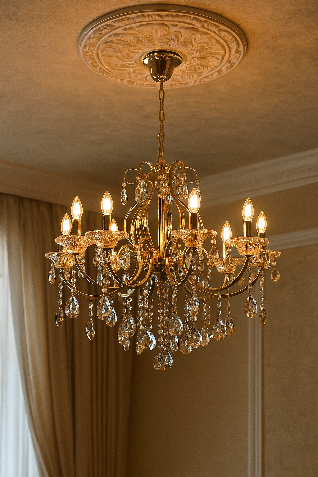 HDC 8 Lights Classic Crystal Metal Italian Chandelier For Living Room