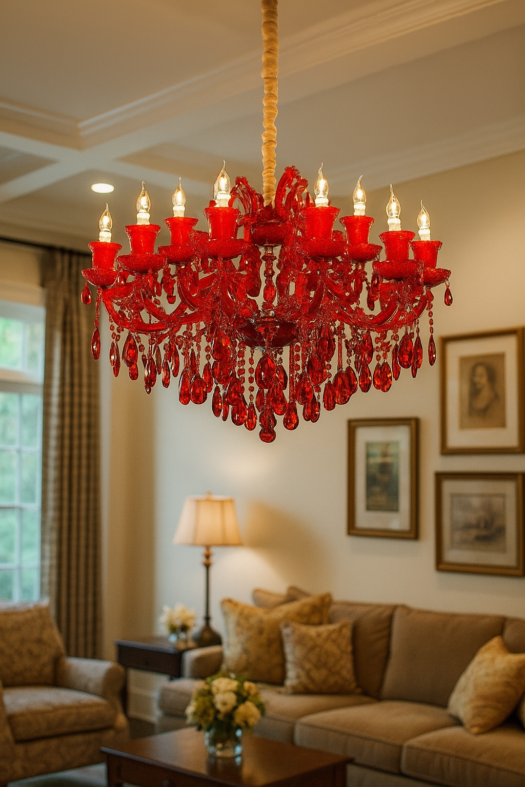 HDC 19 Lights Imperial Scarlet Crystal Italian Chandelier For Living Room