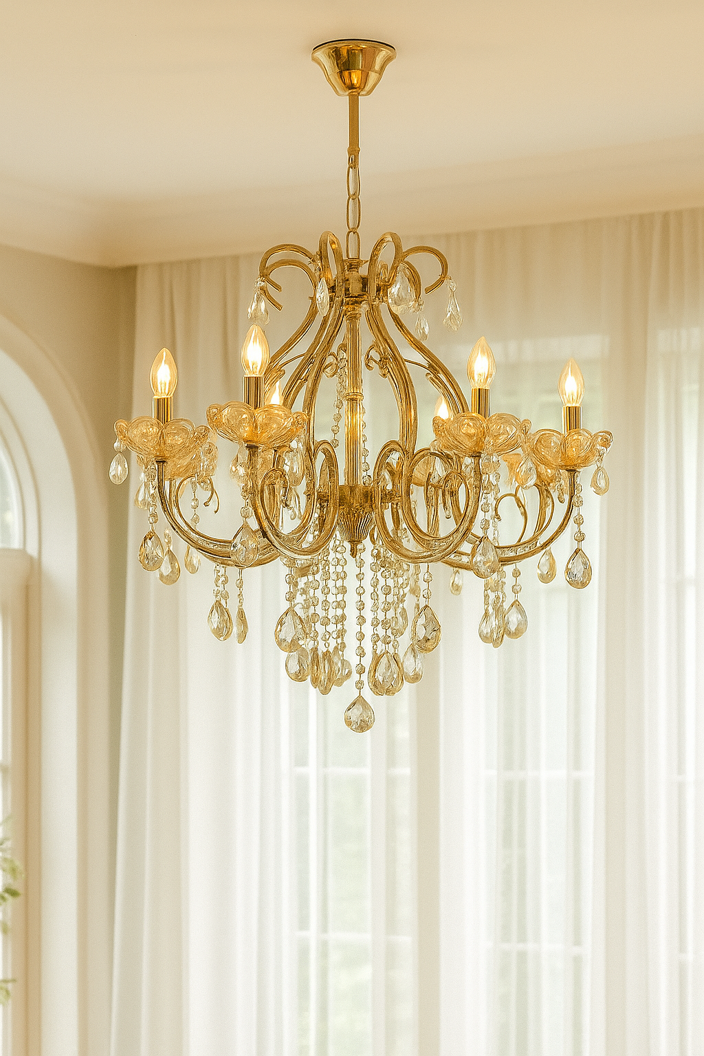 HDC 8 Lights Luxury Crystal Droplet Metal Italian Chandelier For Living Room