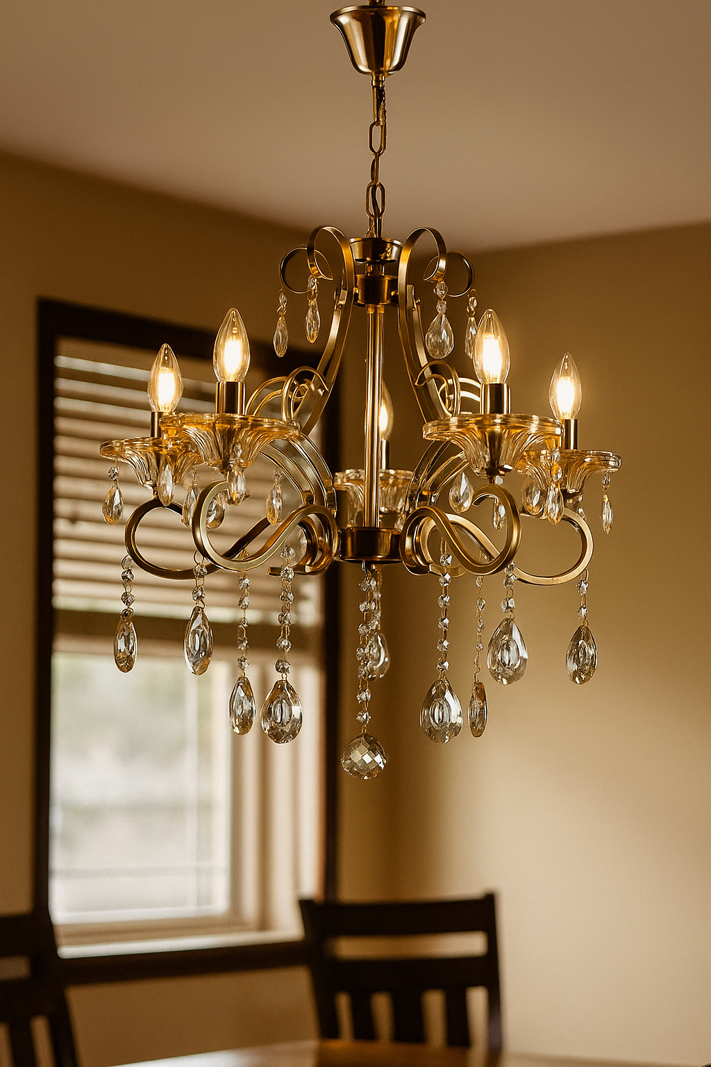 HDC 5 Lights Royal Amber Crystal Drop Italian Chandelier For Living Room