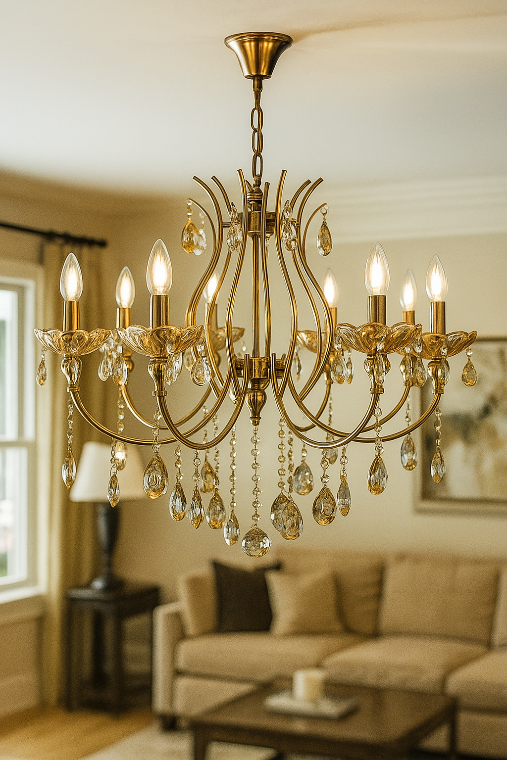 HDC 5 Lights Regal Aurora Crystal Italian Chandelier For Living Room