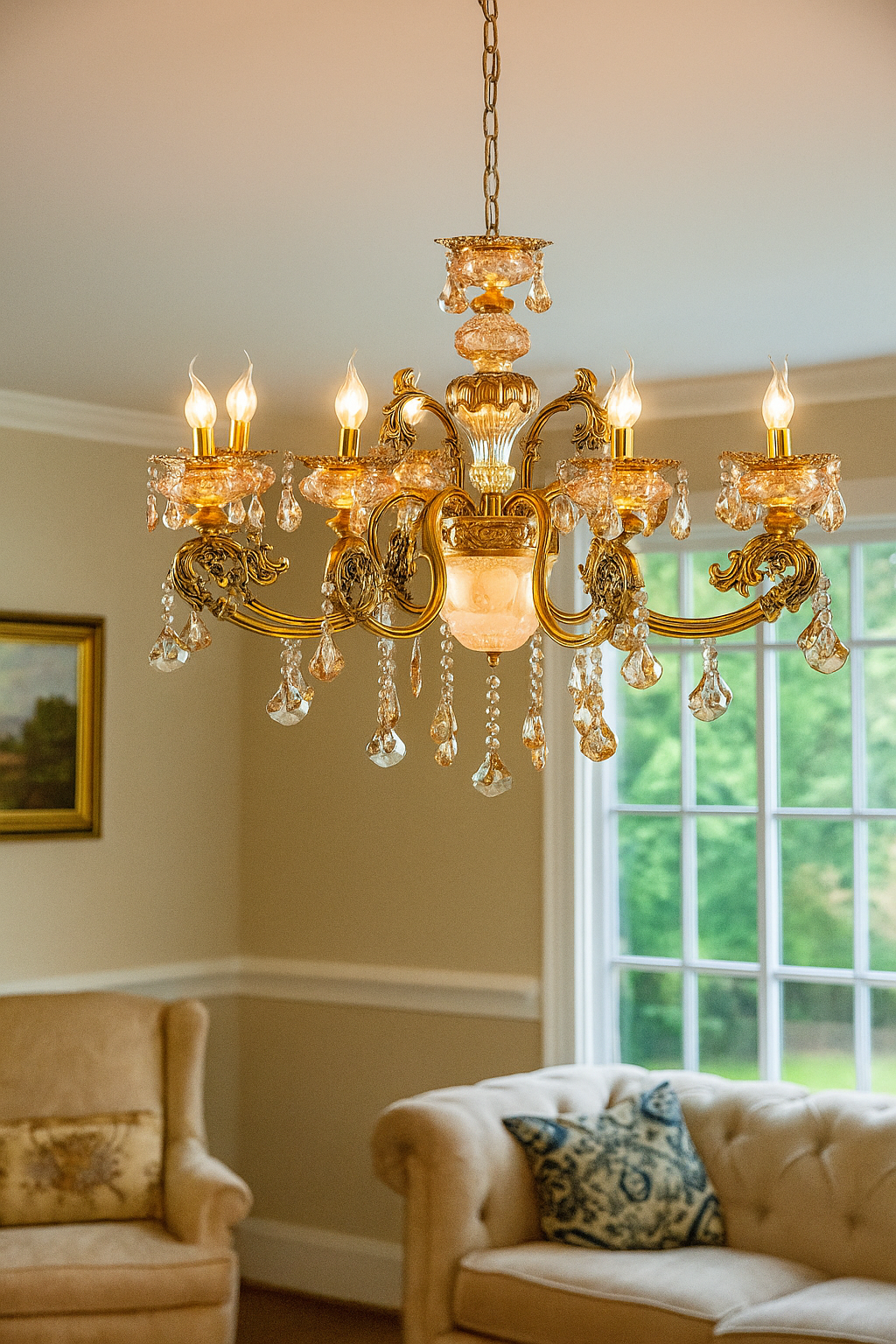 HDC 8 Lights Regal Baroque Crystal Italian Chandelier For Living Room