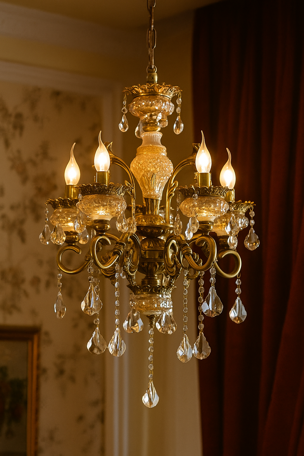 HDC 5 Lights Imperial Crystal Bloom Italian Chandelier For Living Room