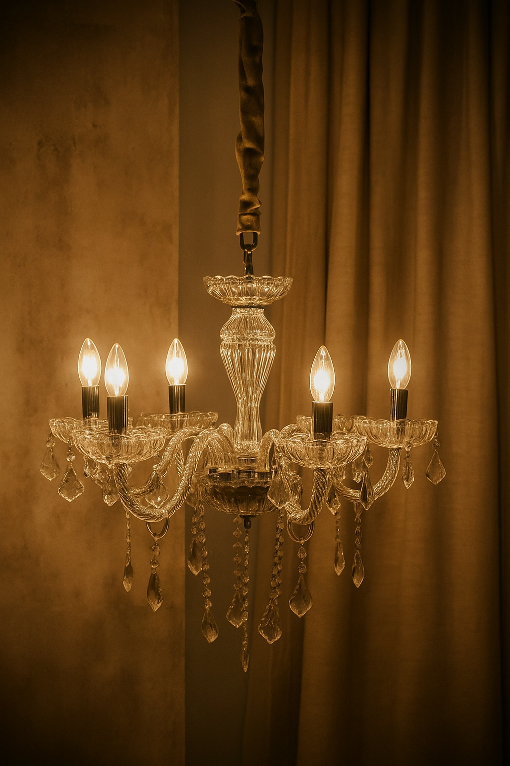 HDC 5-Lights Crystal Elegance Premium Glass Chandelier For Living Room