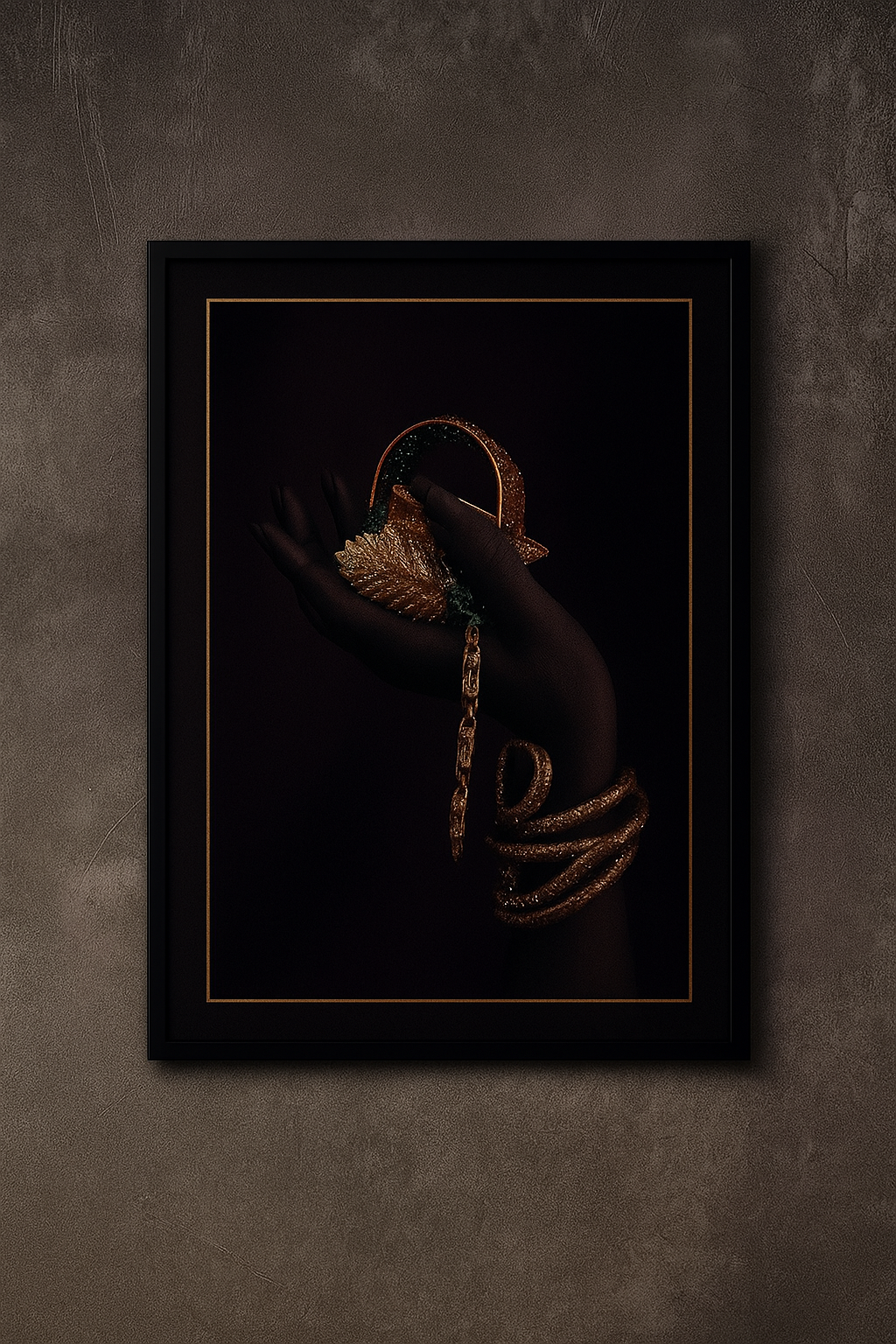 HDC olden Bloom Hand – Luxury Crystal Canvas Art Painting Home Decor Crystal Wall Painting