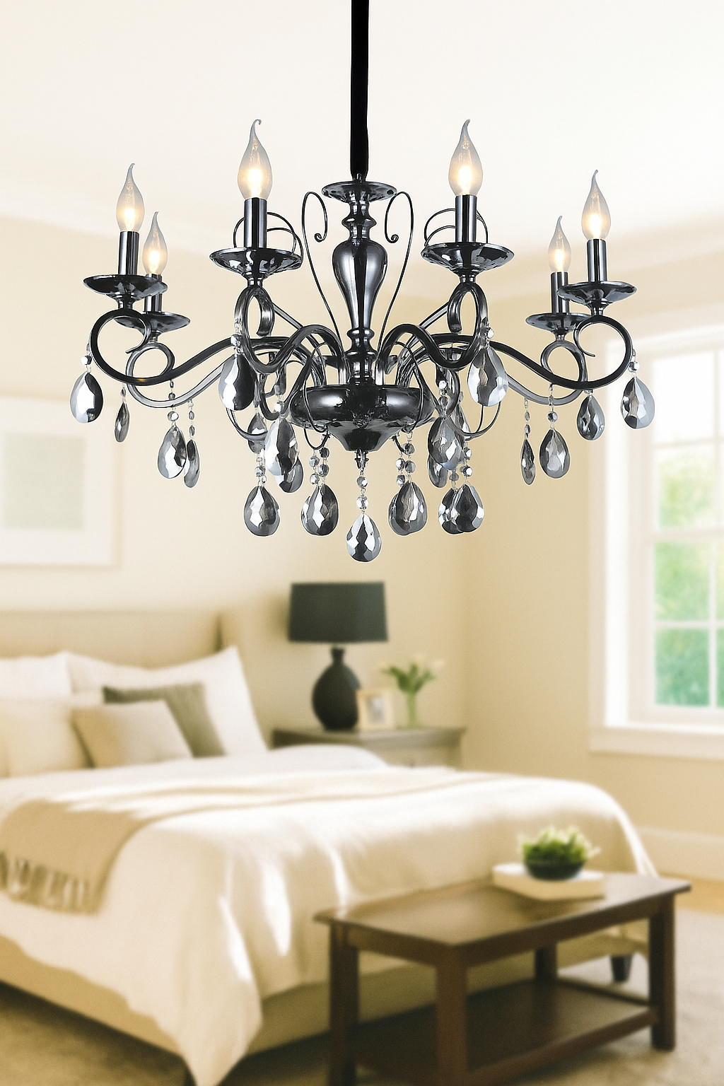 HDC Pearl Noir Crystal Elegance – 8-Head Smoke Grey Luxury Chandelier
